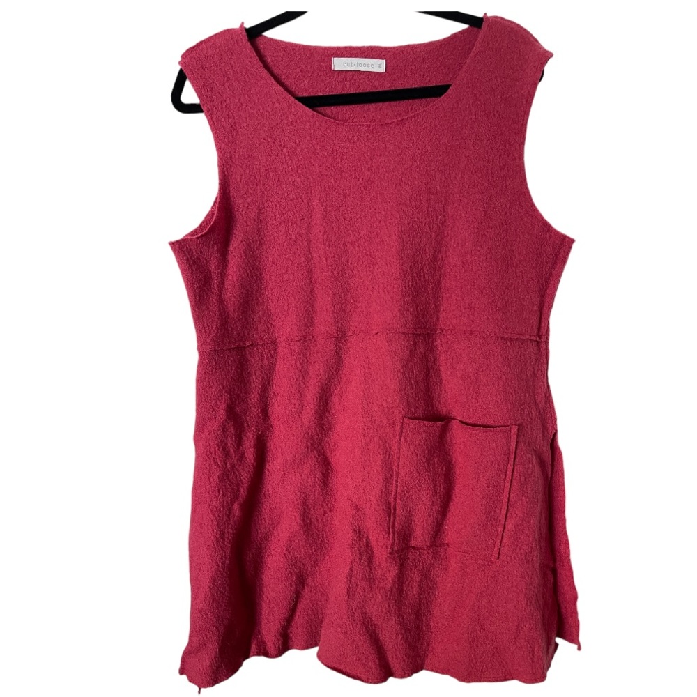 Cut Loose Pink 100% Wool Topper Sweater Vest lagenlook Tunic